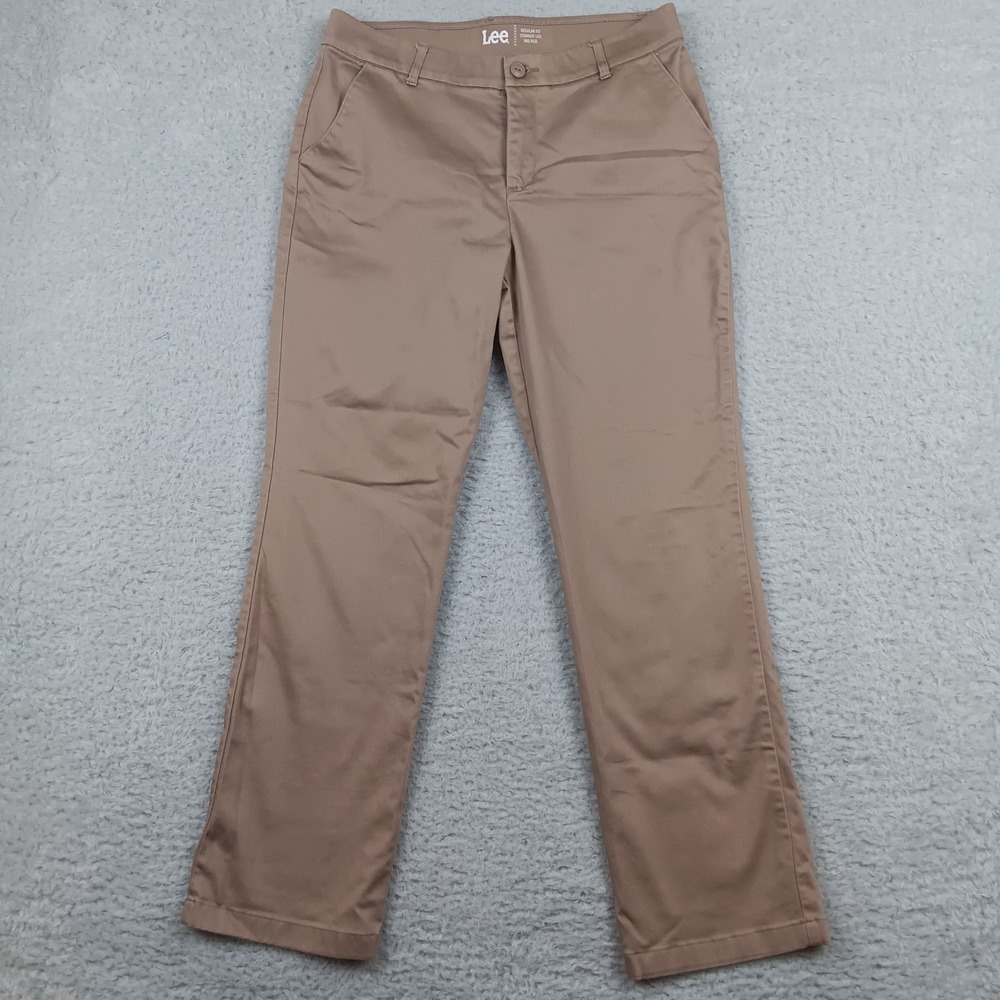Lee Pants Straight Leg Mid Rise Woman 10 Brown Regular Fit Chino 1MSFMWF